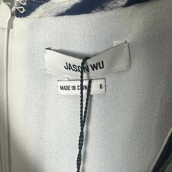 Jason Wu Sleeveless Dress with Shoulder Ties in Spring Navy Multi SZ6 Maxi Dress - Picture 10 of 16